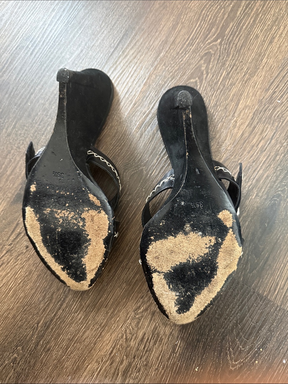 Dior Black Leather Slip-On Mules with White Contrast Stitching - Picture 4 of 5